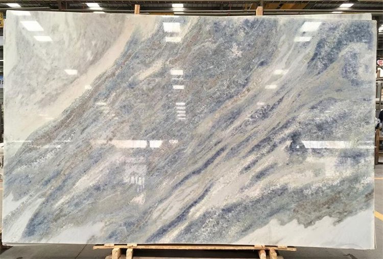 Blue Calcite Marble Four Kitchen Island Worktop