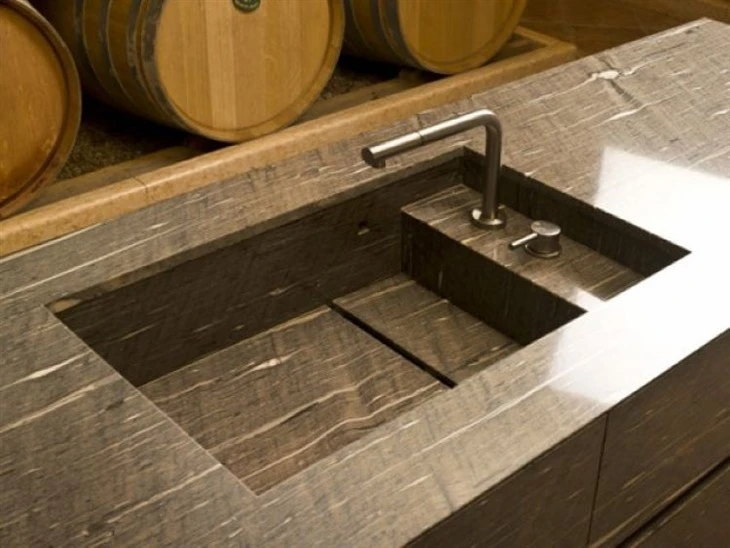 Brown Silk Qubartzite Slab bathroom countertop