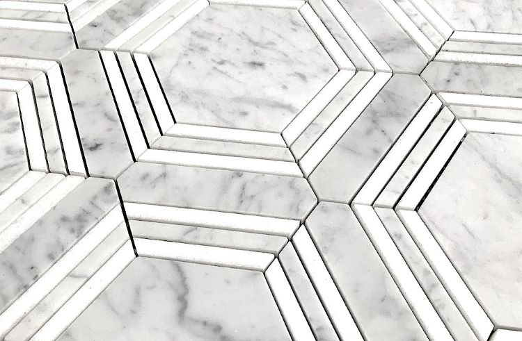 carrara-bianco-honed-hexagon-thassos-strip-marble-mosaic-tile-12 carrara-bianco-honed-hexagon-thassos-strip-marble-mosaic-tile-12