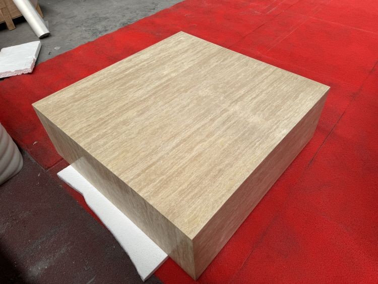 Beige Travertine Square Coffee Table home furniture